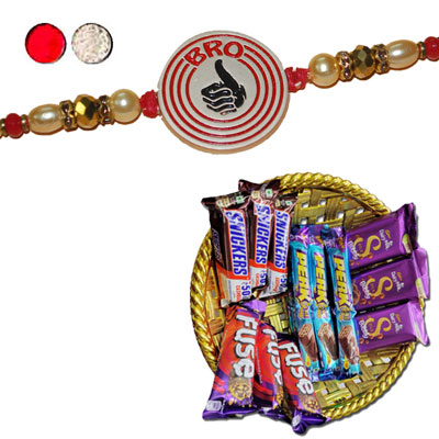 "Rakhi - ZR-5100 A-072 (Single Rakhi),  Choco Thali - code RC04 - Click here to View more details about this Product
